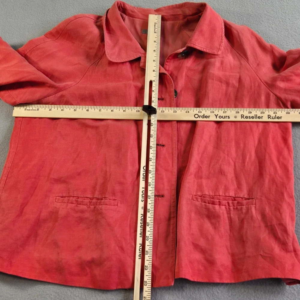 J. Jill Dress & Jacket Set Women XL/L Petite Coral Silk Linen 2 Piece Co-ord